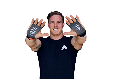 Bear KompleX 3 Hole Hand Grips and Gymnastics Grips Great for Cross Fitness, pullups, Weight Lifting, Chin ups, Training, Exercise, Kettlebell, More. Protect Your Palms from Rips! Med 3hole Carbon