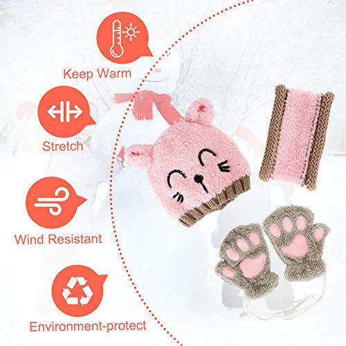 Bearbro Bufandas del Bebé, Invierno Niño Niña Sombrero y Bufandas otoño Invierno niños niñas Punto Gorras y Bufanda Guantes Traje de Tres Piezas (Rosado) Bearbro Bufandas del Bebé, Invierno Niño Niña Sombrero y Bufandas otoño Invierno niños niñas Punto Gorras y Bufanda Guantes Traje de Tres Piezas (Rosado)