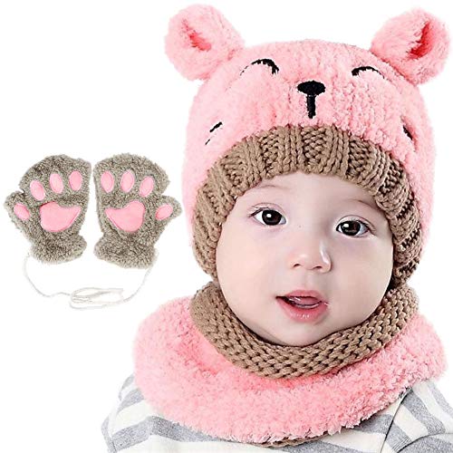 Bearbro Bufandas del Bebé, Invierno Niño Niña Sombrero y Bufandas otoño Invierno niños niñas Punto Gorras y Bufanda Guantes Traje de Tres Piezas (Rosado) Bearbro Bufandas del Bebé, Invierno Niño Niña Sombrero y Bufandas otoño Invierno niños niñas Punto Gorras y Bufanda Guantes Traje de Tres Piezas (Rosado)