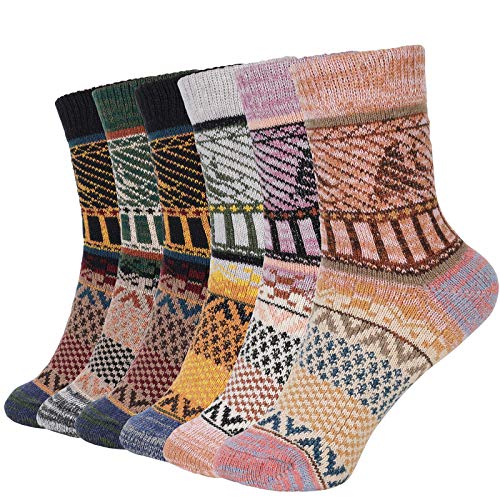 Bearbro Calcetines de Lana,6 Pares Calcetines Mujer Calcetines de Lana Cálidos de Confort Casual de Mujer de Invierno Vintage Calcetines de Lana Bearbro Calcetines de Lana,6 Pares Calcetines Mujer Calcetines de Lana Cálidos de Confort Casual de Mujer de Invierno Vintage Calcetines de Lana