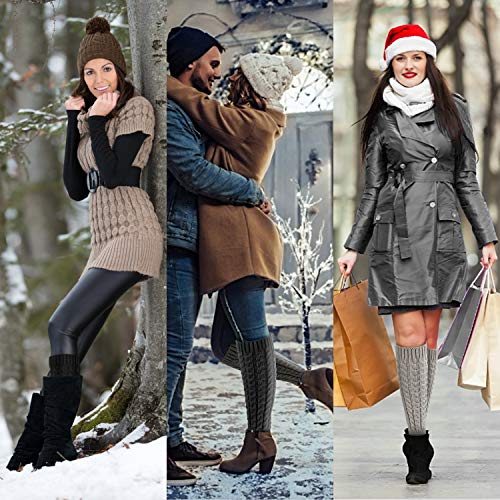 Bearbro Calentadores piernas mujer, 3 Pares de Calentadores Calcetines de Pierna Tejidos de Punto de Invierno de Cable Calcetines Largo de Ganchillo Bearbro Calentadores piernas mujer, 3 Pares de Calentadores Calcetines de Pierna Tejidos de Punto de Invierno de Cable Calcetines Largo de Ganchillo