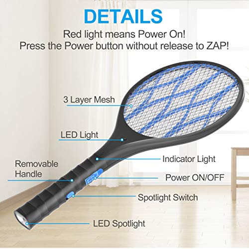 Bearbro Raqueta Mata-Mosquitos,Swatter Matamoscas Electrico Raqueta USB Recargable,Electric Mosquito Killer Iluminación LED para deshacerse de trampas de Mariposas, Moscas y Otros Insectos voladores Bearbro Raqueta Mata-Mosquitos,Swatter Matamoscas Electrico Raqueta USB Recargable,Electric Mosquito Killer Iluminación LED para deshacerse de trampas de Mariposas, Moscas y Otros Insectos voladores