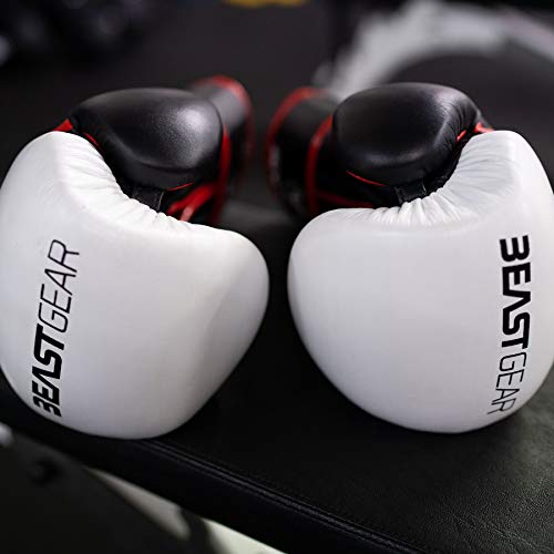 Beast Gear Guantes de Boxeo - Modelo Simian Guantes de Entrenamiento de Cuero de Vaca Genuino para Saco de Boxeo, Almohadillas y Guantes de Combate - 16oz Beast Gear Guantes de Boxeo - Modelo Simian Guantes de Entrenamiento de Cuero de Vaca Genuino para Saco de Boxeo, Almohadillas y Guantes de Combate - 16oz