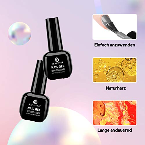 BEAU-PRO Esmaltes Semipermanentes, 6+2 Colores Pintauñas Semipermanente de Uñas en Gel UV/LED con Capa Base y Superior, Esmalte Permanente Esmaltes de Uñas de Color Nude y Brillo Glitter (Clásico) BEAU-PRO Esmaltes Semipermanentes, 6+2 Colores Pintauñas Semipermanente de Uñas en Gel UV/LED con Capa Base y Superior, Esmalte Permanente Esmaltes de Uñas de Color Nude y Brillo Glitter (Clásico)