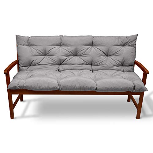 Beautissu Cojín de Banco Flair BR - Colchón con Respaldo para Bancos de jardín, terraza o balcón - 150x50x50 cm - Gris Claro Beautissu Cojín de Banco Flair BR - Colchón con Respaldo para Bancos de jardín, terraza o balcón - 150x50x50 cm - Gris Claro