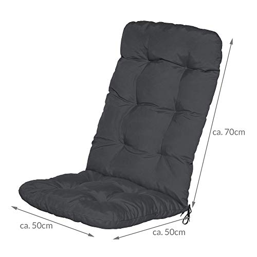 Beautissu Cojín para sillas de balcón Flair HL - Cojín para Asiento Exterior con Respaldo Alto - 120x50x8 cm - Relleno de Copos de gomaespuma - Gris Grafito