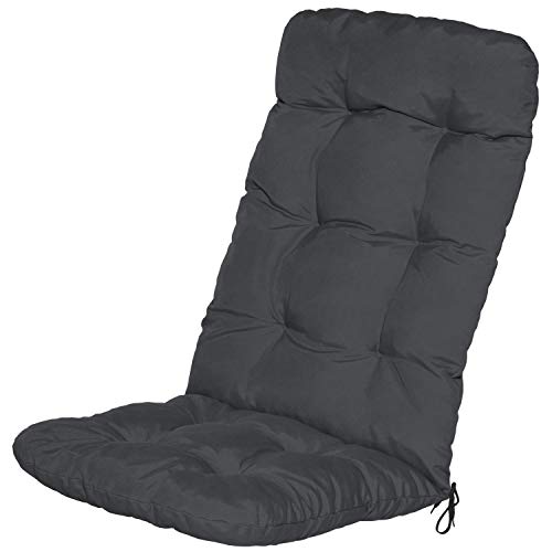 Beautissu Cojín para sillas de balcón Flair HL - Cojín para Asiento Exterior con Respaldo Alto - 120x50x8 cm - Relleno de Copos de gomaespuma - Gris Grafito