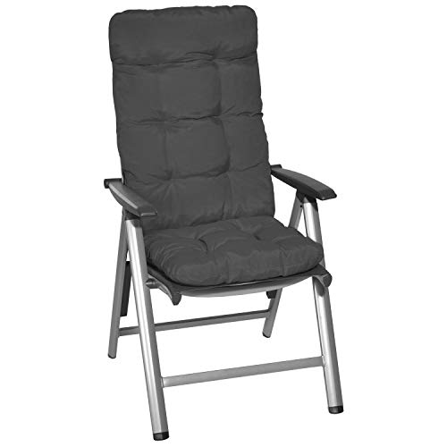 Beautissu Cojín para sillas de balcón Flair HL - Cojín para Asiento Exterior con Respaldo Alto - 120x50x8 cm - Relleno de Copos de gomaespuma - Gris Grafito