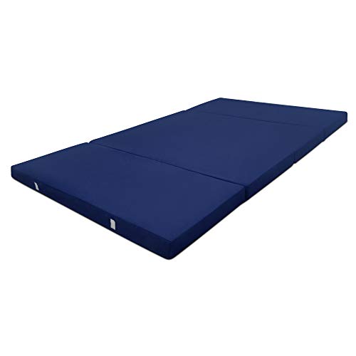 Beautissu Colchón Plegable Campix 120 x 195 x 7 cm - Cómodo y Ahorra Espacio - con Funda de Microfibra - Azul Marino Beautissu Colchón Plegable Campix 120 x 195 x 7 cm - Cómodo y Ahorra Espacio - con Funda de Microfibra - Azul Marino
