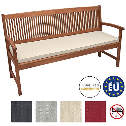 Beautissu Colchonetas para Bancos Base BK Cojines para Bancos con Costura de Rombos - comodísmo y desenfundable - 150x48x5cm Natural Beautissu Colchonetas para Bancos Base BK Cojines para Bancos con Costura de Rombos - comodísmo y desenfundable - 150x48x5cm Natural