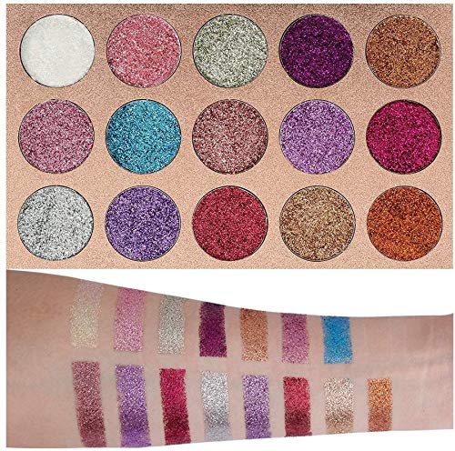 Beauty Glazed Paleta De Sombras De Ojos Profesionales - Paleta Maquillaje - Altamente Pigmentados 15 Colores Brillantes y Gitter