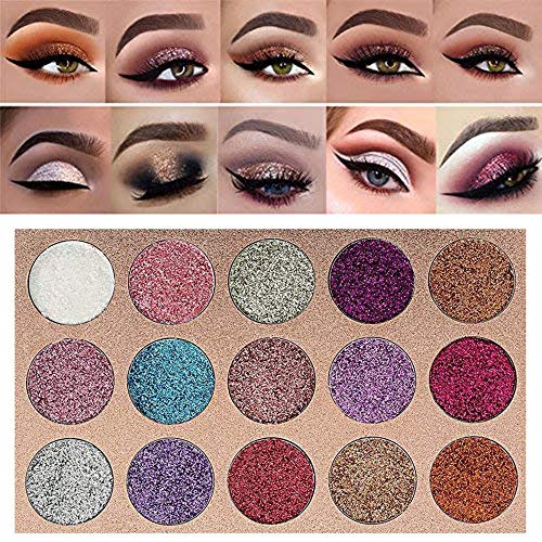 Beauty Glazed Paleta De Sombras De Ojos Profesionales - Paleta Maquillaje - Altamente Pigmentados 15 Colores Brillantes y Gitter