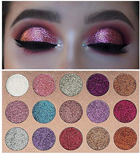 Beauty Glazed Paleta De Sombras De Ojos Profesionales - Paleta Maquillaje - Altamente Pigmentados 15 Colores Brillantes y Gitter