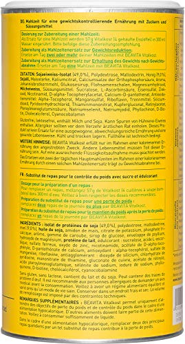 BEAVITA Vitalkost Plus - Batido dietético sustitutivo de comida - Diet Shake para pérdida de peso ligera – Solo 207 calorías - Set 6x 572g y plan de dieta de 14 días - Polvo proteico sabor piña y coco