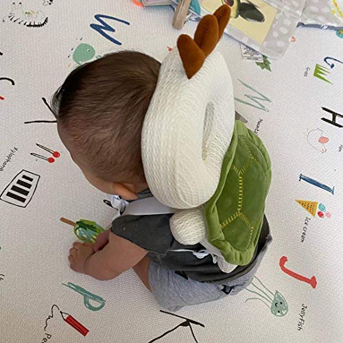 Bebamour Protección para la cabeza del bebé Suave y transpirable Soporte para la cabeza del bebé Almohada para bebés Reposacabezas anti-caídas (Green Turtle)