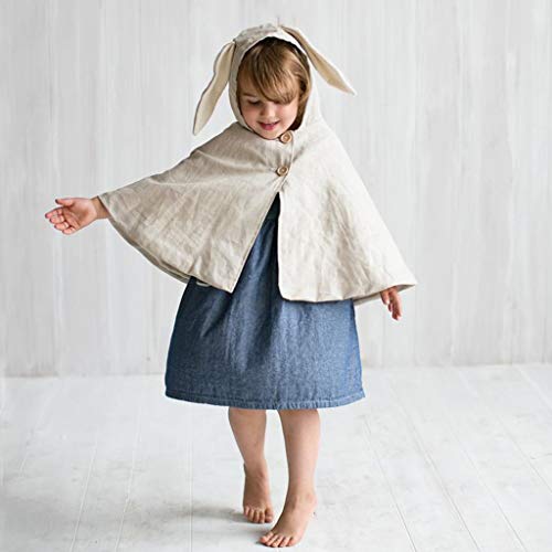 Bebé Capa NiñA NiñO SóLido Oreja De Conejo Capa con Capucha Capa De Manto Ropa Casual Traje De Fiesta De Bautismo Juego De Roles Capa De Juego Vestido De Fiesta Chal(Gris,Abrigo 3-4 Years/120)