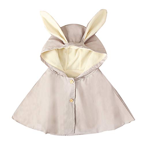 Bebé Capa NiñA NiñO SóLido Oreja De Conejo Capa con Capucha Capa De Manto Ropa Casual Traje De Fiesta De Bautismo Juego De Roles Capa De Juego Vestido De Fiesta Chal(Gris,Abrigo 3-4 Years/120)