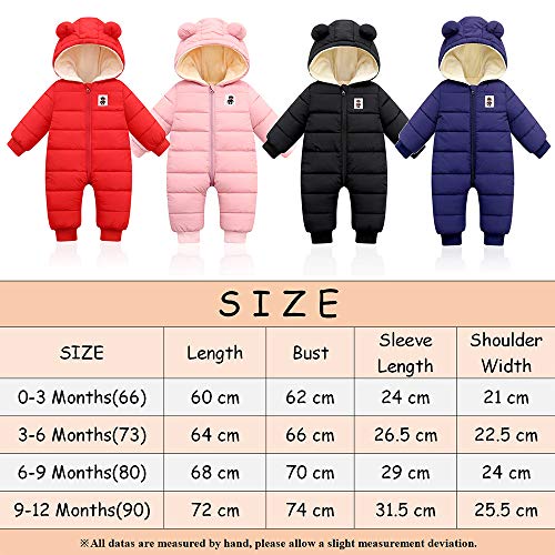 Bebé Invierno Mamelucos con Capucha, Niñas Niños Ropa Traje de Nieve Manga Larga Fleece Monos Outfits Peleles Calentar Abrigo Regalos 12-18 Meses,Azul