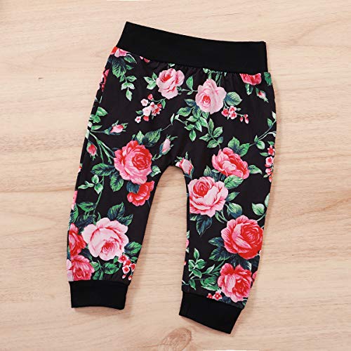 Bebé Niña Chándales Capucha con Estampado de Letras Floral de Manga Larga + Pantalones Conjunto de Ropa