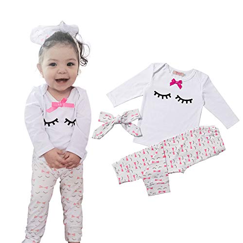 Bebé Niñas Conjuntos Blusas y Pantalones y Diadema Pijama algodón Navidad Bebe（pestaña，0-3 Meses）