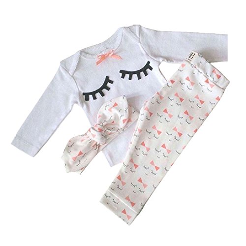 Bebé Niñas Conjuntos Blusas y Pantalones y Diadema Pijama algodón Navidad Bebe（pestaña，0-3 Meses）
