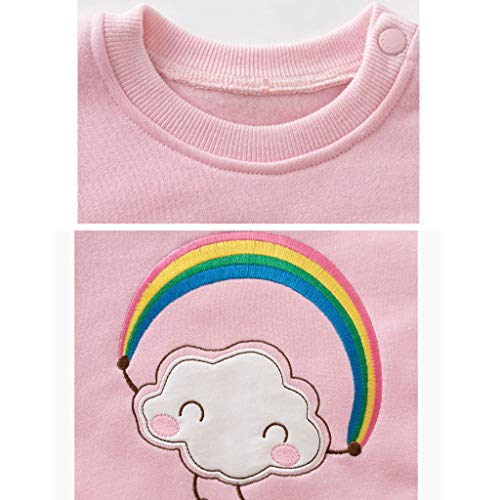 Bebé Sudaderas y Pantalones Conjuntos de Ropa Chándales para Niños Niñas Manga Larga Camisetas Pantalone Arco Iris Rosado 12-24 Meses