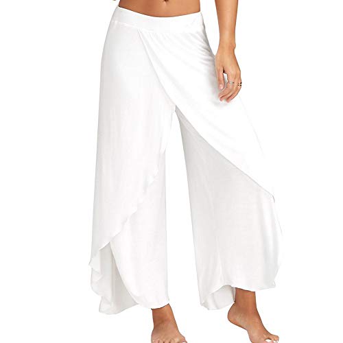 Bebling Pantalones de harén para Mujeres Pantalón de chándal con Abertura Lateral Hippie Yoga Pantalones de Playa Blancos, pequeños Bebling Pantalones de harén para Mujeres Pantalón de chándal con Abertura Lateral Hippie Yoga Pantalones de Playa Blancos, pequeños