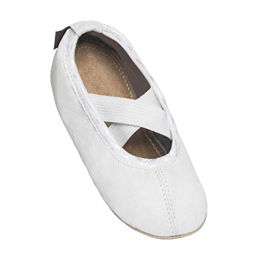 BeComfy Zapatillas de Ballet Gimnasia de Piel - Zapatillas de Baile de Bailarinas para niños y Adultos - Zapatillas elásticas Ligeras Mujeres y niñas Negro Blanco 24 a 41 (37 EU, Blanco)