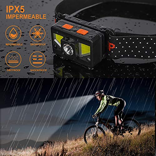 bedee Linterna Frontal LED Recargable, Linterna Cabeza 8 Modos de Iluminación, Linterna Frontal LED Alta Potencia IPX5 Impermeable para Running, Acampar, Pesca, Ciclismo, Excursión (2 Pack)