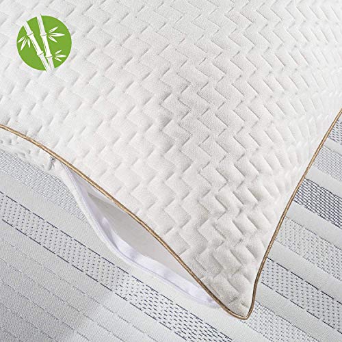 BedStory Almohada 50x75 Bambú Almohada Antiácaros 2 Pack con Funda de Lavable Almohada fibra con 80% de 3D Fibra + 20% de 7D Fibra de poliéster Relleno de Almohadas de Calidad Hotelera 【Nueva Versión】