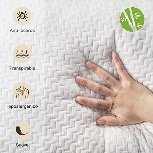 BedStory Almohada 50x75 Bambú Almohada Antiácaros 2 Pack con Funda de Lavable Almohada fibra con 80% de 3D Fibra + 20% de 7D Fibra de poliéster Relleno de Almohadas de Calidad Hotelera 【Nueva Versión】