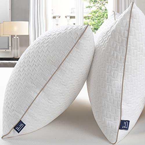 BedStory Almohada 50x75 Bambú Almohada Antiácaros 2 Pack con Funda de Lavable Almohada fibra con 80% de 3D Fibra + 20% de 7D Fibra de poliéster Relleno de Almohadas de Calidad Hotelera 【Nueva Versión】