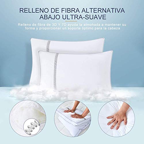 BedStory Almohada Antiácaros 42 x 70 cm Pack 2 Almohadas de Hotel Almohada con Relleno de Microfibra y Tejido Antialérgico para Dormir de Lado y Boca Arriba BedStory Almohada Antiácaros 42 x 70 cm Pack 2 Almohadas de Hotel Almohada con Relleno de Microfibra y Tejido Antialérgico para Dormir de Lado y Boca Arriba