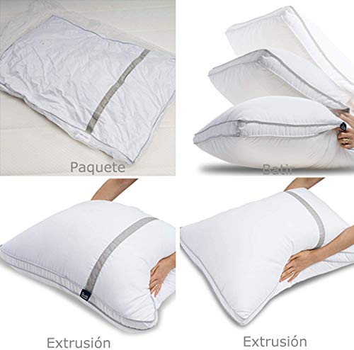 BedStory Almohadas Fibra 50×75 con Relleno 3D Fibra Mantiene la Forma Almohadas Antiácaros para de Cama Almohadas para Hoteles【Nueva Versión】 Pack de 2