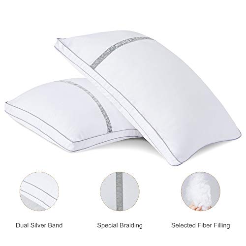 BedStory Almohadas Fibra Almohada de 42 x 70cm con Relleno 3D Fibra Mantiene la Forma Almohadas Antiácaros para de Cama Almohadas para Hoteles【Nueva Versión】 Pack de 2