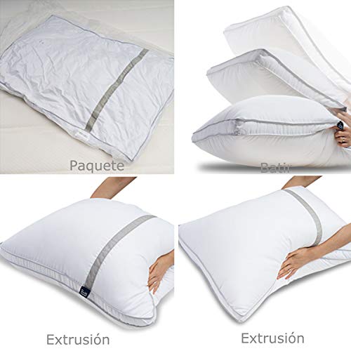 BedStory Almohadas Fibra Almohada de 42 x 70cm con Relleno 3D Fibra Mantiene la Forma Almohadas Antiácaros para de Cama Almohadas para Hoteles【Nueva Versión】 Pack de 2