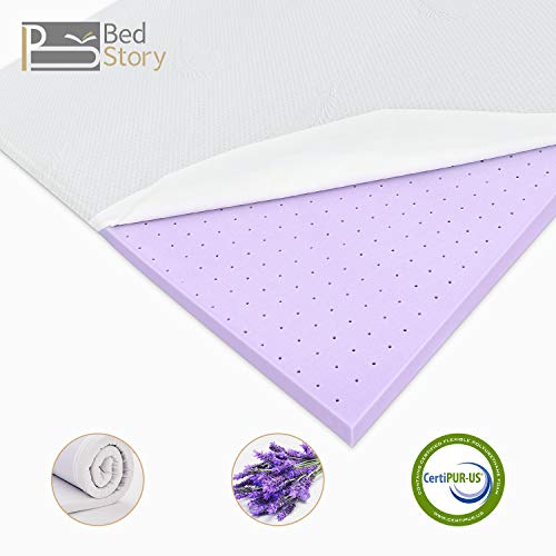 BedStory Colchón Topper de Espuma con Memoria, con Esencia de Lavanda, Cubierta de Microfibra, Topper viscoelástico para Cama, CertiPUR-US Certificado, Diseño ventilado - 140x200x5cm