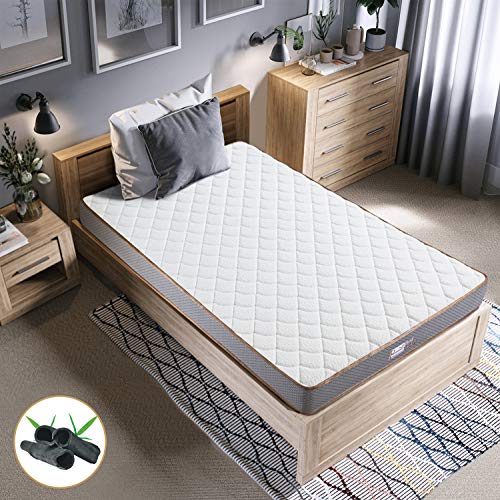 BedStory Colchon Viscoelastico Bambú 90x190CM Colchones para Cama Hotel Viscoelastica Firmeza Media Anti-ácaros e Hipoalergénicos