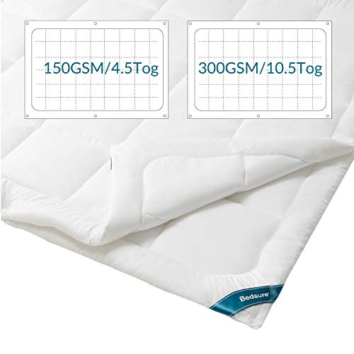 Bedsure Edredón Nórdico Relleno Cama 90 Doble - 155x220 cm Blanco, 150gr+300gr de Fibra Suave y Antiácaro, Reversible y Moderno para 4 Estaciones