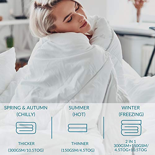 Bedsure Edredón Nórdico Relleno Cama 90 Doble - 155x220 cm Blanco, 150gr+300gr de Fibra Suave y Antiácaro, Reversible y Moderno para 4 Estaciones Bedsure Edredón Nórdico Relleno Cama 90 Doble - 155x220 cm Blanco, 150gr+300gr de Fibra Suave y Antiácaro, Reversible y Moderno para 4 Estaciones