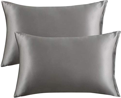 Bedsure Funda Almohada 50x75cm Satén Gris - Juego de 2 Fundas Almohadas 75x50 Pelo Rizado, Muy Liso Suave de 100% Microfibra, Antiarrugas sin Cremallera, 2 Piezas Bedsure Funda Almohada 50x75cm Satén Gris - Juego de 2 Fundas Almohadas 75x50 Pelo Rizado, Muy Liso Suave de 100% Microfibra, Antiarrugas sin Cremallera, 2 Piezas