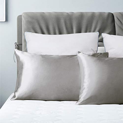 Bedsure Funda Almohada 50x75cm Satén Gris - Juego de 2 Fundas Almohadas 75x50 Pelo Rizado, Muy Liso Suave de 100% Microfibra, Antiarrugas sin Cremallera, 2 Piezas Bedsure Funda Almohada 50x75cm Satén Gris - Juego de 2 Fundas Almohadas 75x50 Pelo Rizado, Muy Liso Suave de 100% Microfibra, Antiarrugas sin Cremallera, 2 Piezas