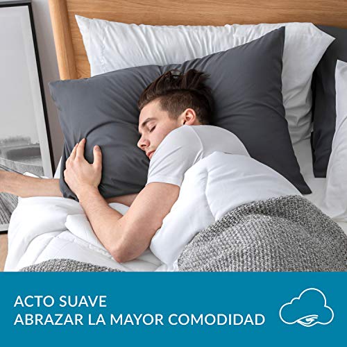 Bedsure Funda Almohada 70x40 cm de Microfibra - Juego de 2 Fundas Almohadas 40x70 Transpirable Suave Antiarrugas - Gris Oscuro, sin Cremallera,2 Unidades