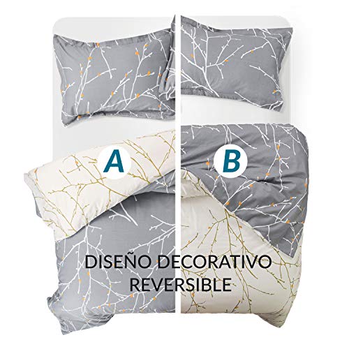 Bedsure Funda Nórdica Cama 180 Estampada Reversible - Funda de Edredón 260 x 240cm con 2 Fundas de Almohada 40x75cm - con Patrón Moderna de Árbol de Microfibra Muy Suave Transpirable Bedsure Funda Nórdica Cama 180 Estampada Reversible - Funda de Edredón 260 x 240cm con 2 Fundas de Almohada 40x75cm - con Patrón Moderna de Árbol de Microfibra Muy Suave Transpirable