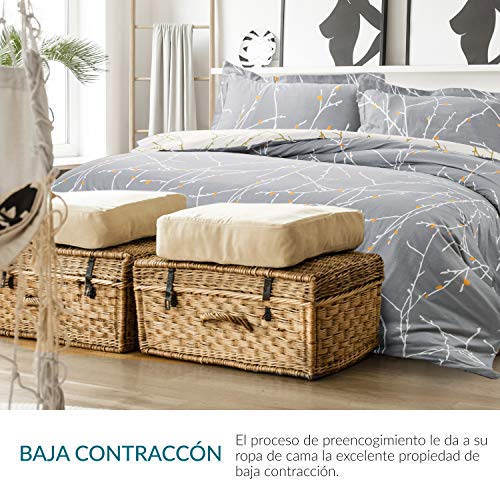 Bedsure Funda Nórdica Cama 180 Estampada Reversible - Funda de Edredón 260 x 240cm con 2 Fundas de Almohada 40x75cm - con Patrón Moderna de Árbol de Microfibra Muy Suave Transpirable