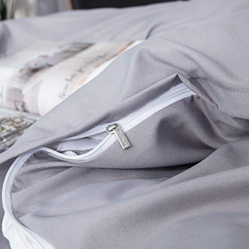 Bedsure Funda Nordica Cama 90 Gris - Juegos de Fundas Edredónes Baratas con 1 Fundas de Almohada 40x75cm de Microfibra Reversible y Suave, 150x220 cm