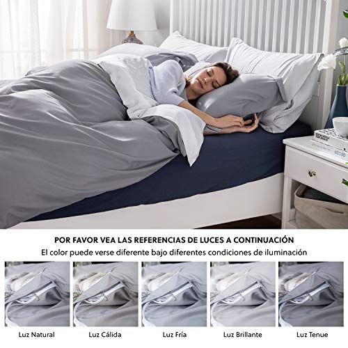 Bedsure Funda Nordica Cama 90 Gris - Juegos de Fundas Edredónes Baratas con 1 Fundas de Almohada 40x75cm de Microfibra Reversible y Suave, 150x220 cm