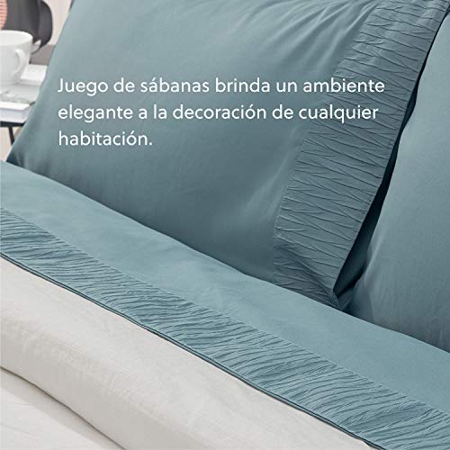 Bedsure Juego de Sábanas 90x190/200 cm - 3 Piezas - Sábana Bajera Ajustable Cama 90 con Encimera 160x275cm 1 Funda de Almohada 50x80cm - Azul Grisáseo Bedsure Juego de Sábanas 90x190/200 cm - 3 Piezas - Sábana Bajera Ajustable Cama 90 con Encimera 160x275cm 1 Funda de Almohada 50x80cm - Azul Grisáseo