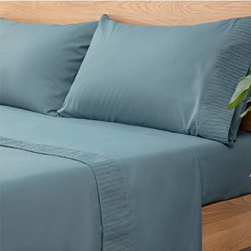 Bedsure Juego de Sábanas 90x190/200 cm - 3 Piezas - Sábana Bajera Ajustable Cama 90 con Encimera 160x275cm 1 Funda de Almohada 50x80cm - Azul Grisáseo Bedsure Juego de Sábanas 90x190/200 cm - 3 Piezas - Sábana Bajera Ajustable Cama 90 con Encimera 160x275cm 1 Funda de Almohada 50x80cm - Azul Grisáseo