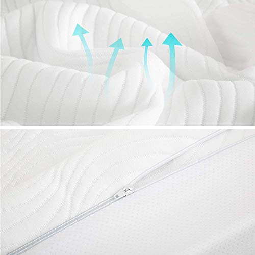 Bedsure Topper Colchón Viscoelástico 150x200x7cm de Memory Foam - Sobrecolchon Antiestático con 1 Funda Extraíble y Lavable - Cubrecolchon Espuma con Efecto Memoria Hipoalergénico